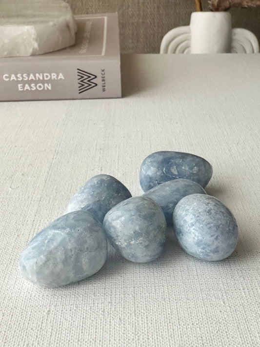 Blue Calcite Tumbles || Soothing