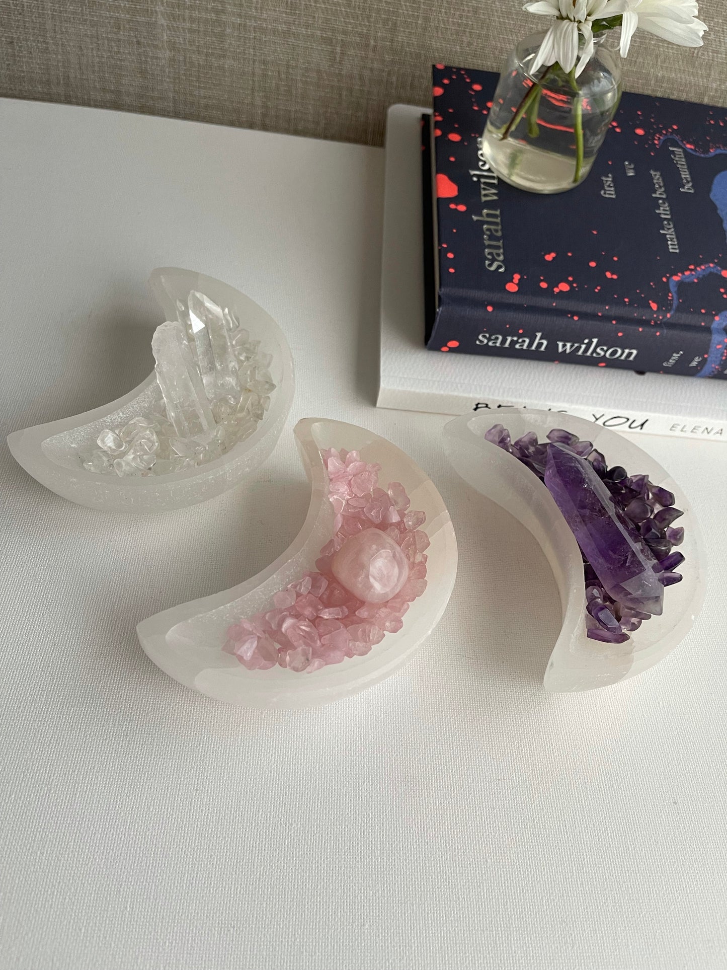 Selenite Half Moon Bowls || Purification