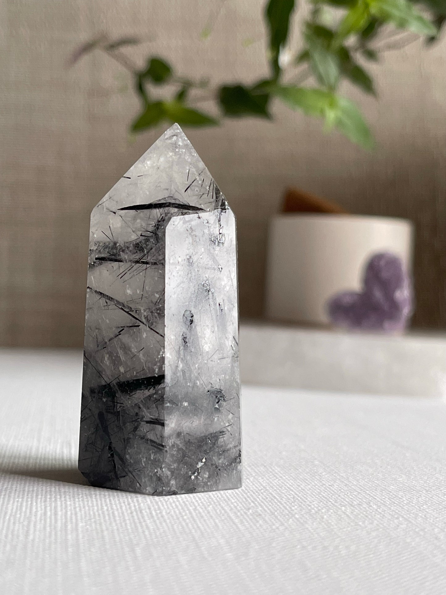 Tourmalinated Quartz Points || Protection