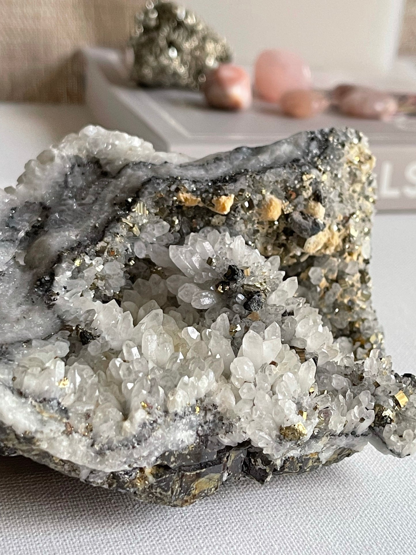 Quartz Cluster with Pyrite & Hematite Inclusions (0.984g) || Specimen