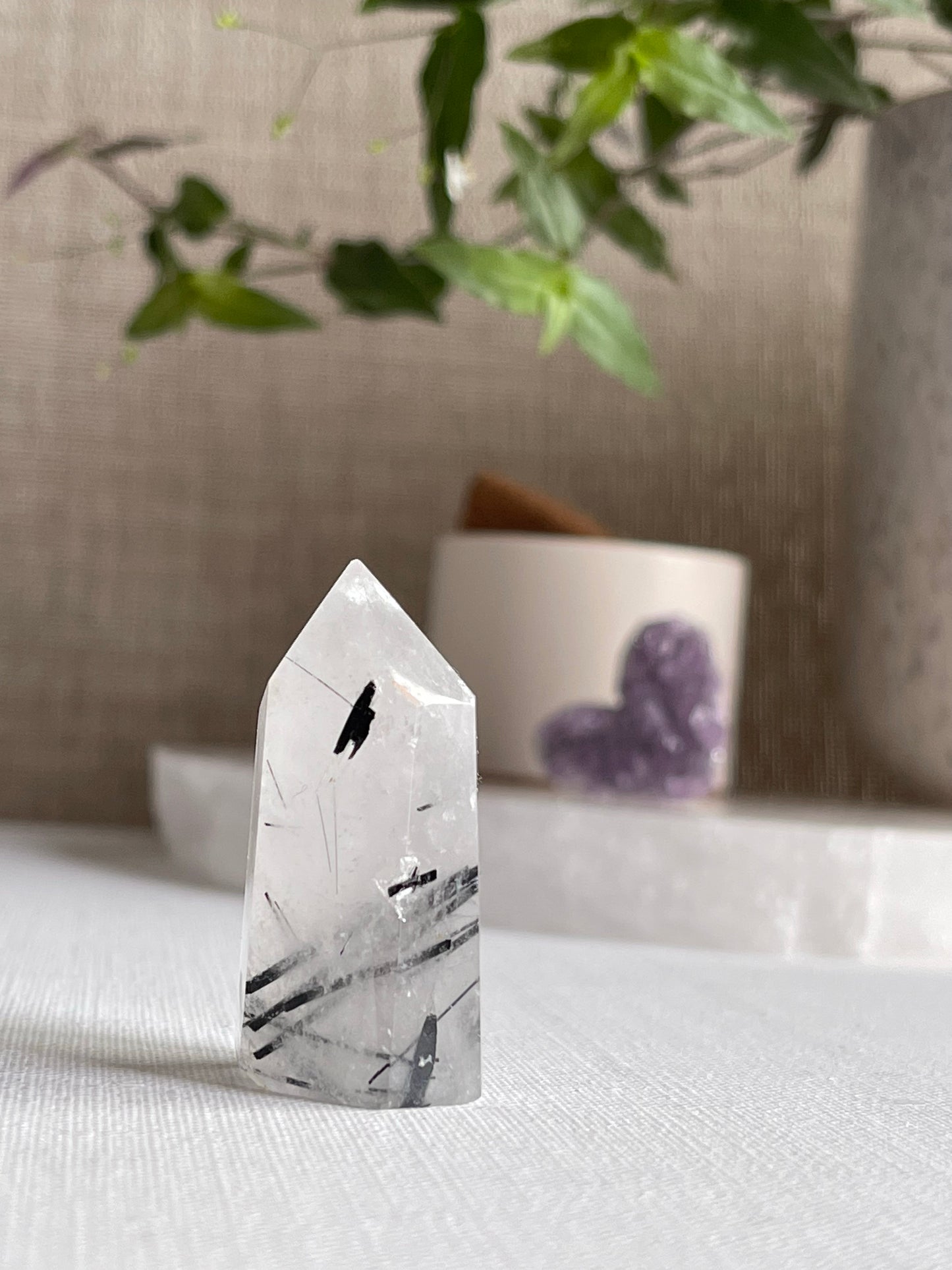 Tourmalinated Quartz Points || Protection