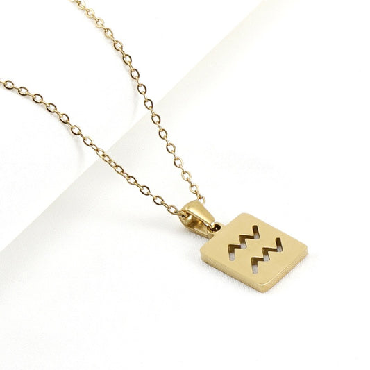 Aquarius Zodiac Necklace || 18k Gold Plated