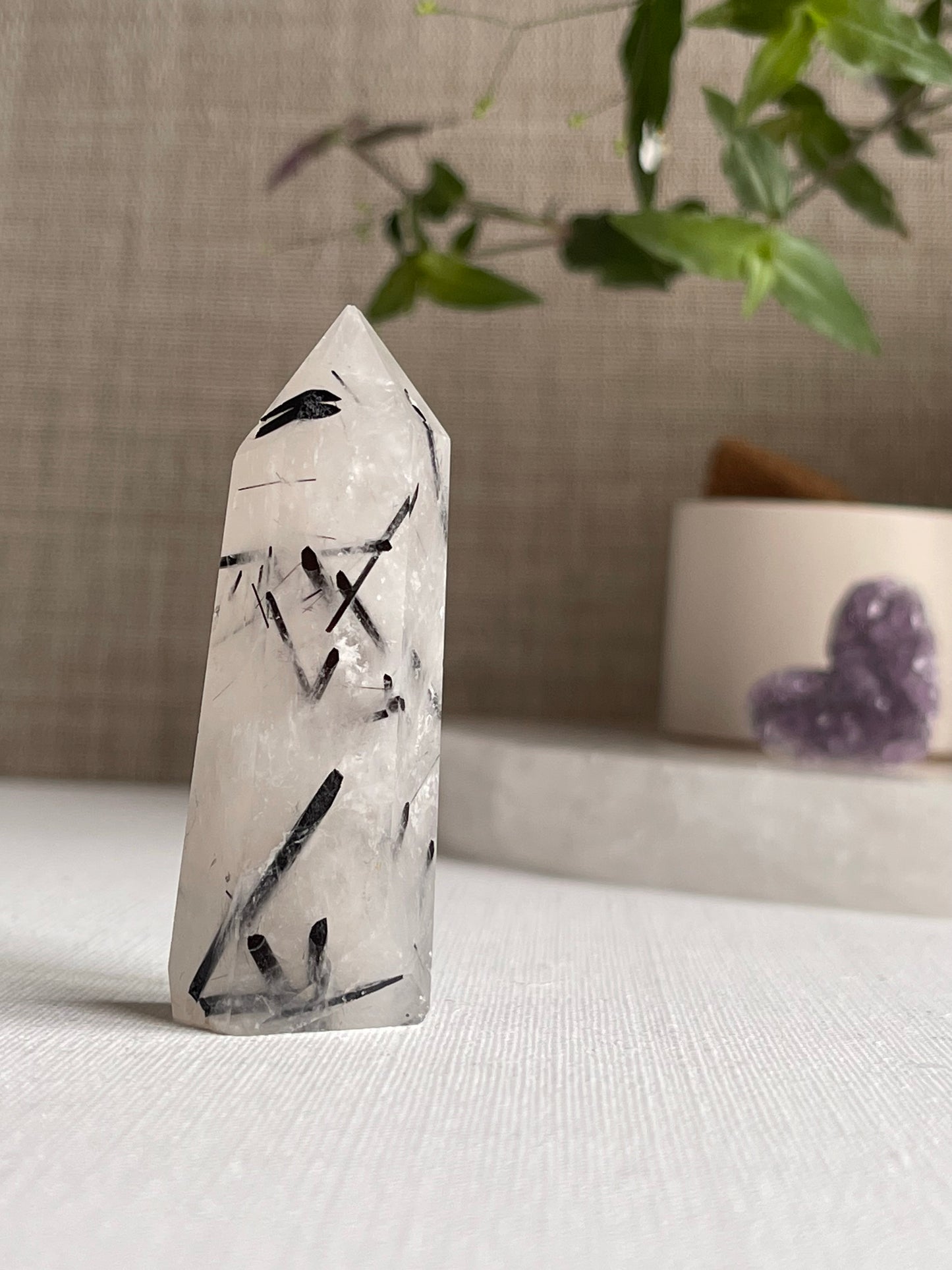Tourmalinated Quartz Points || Protection