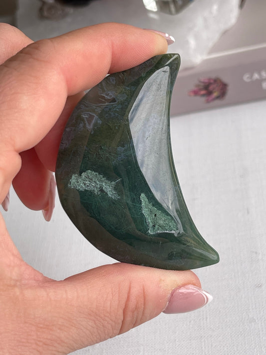 Moss Agate Half Moons || New Beginnings