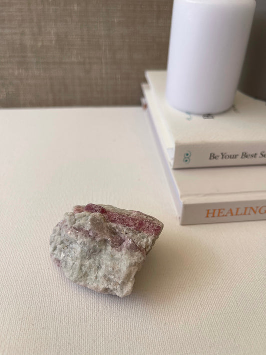 Pink Tourmaline in Quartz Raw || Happiness