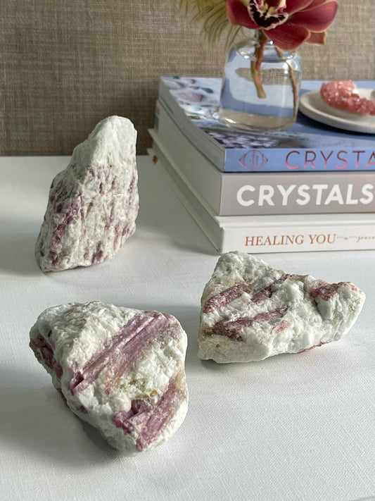 Pink Tourmaline in Quartz Raw || Happiness