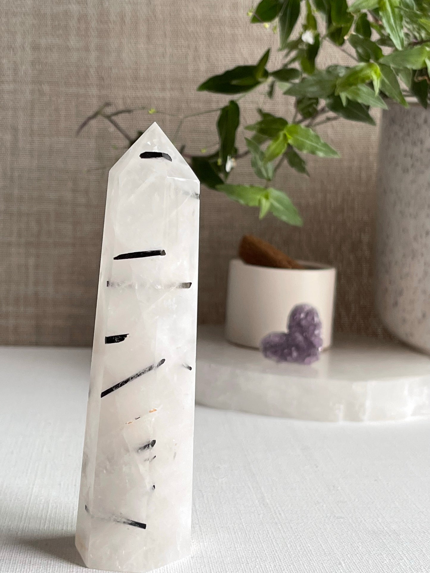 Tourmalinated Quartz Points || Protection