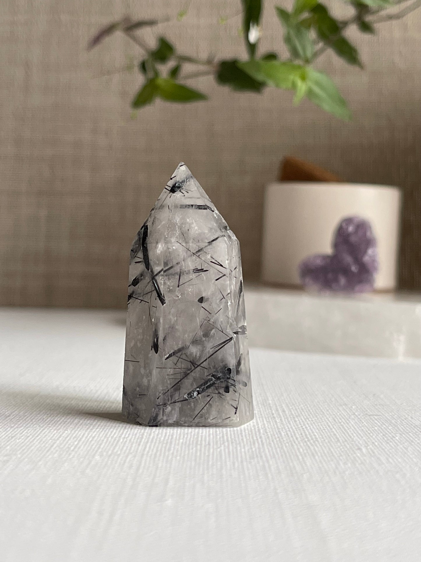 Tourmalinated Quartz Points || Protection