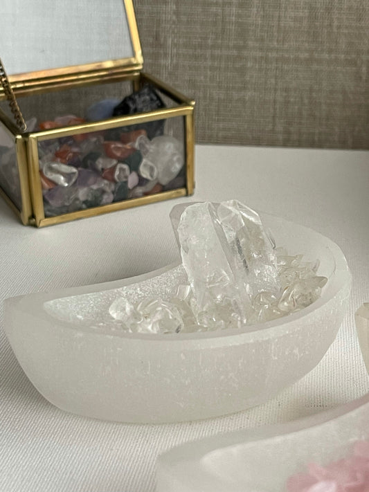 Selenite Half Moon Bowls || Purification