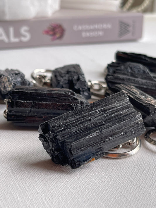 Black Tourmaline Key Ring || Protection