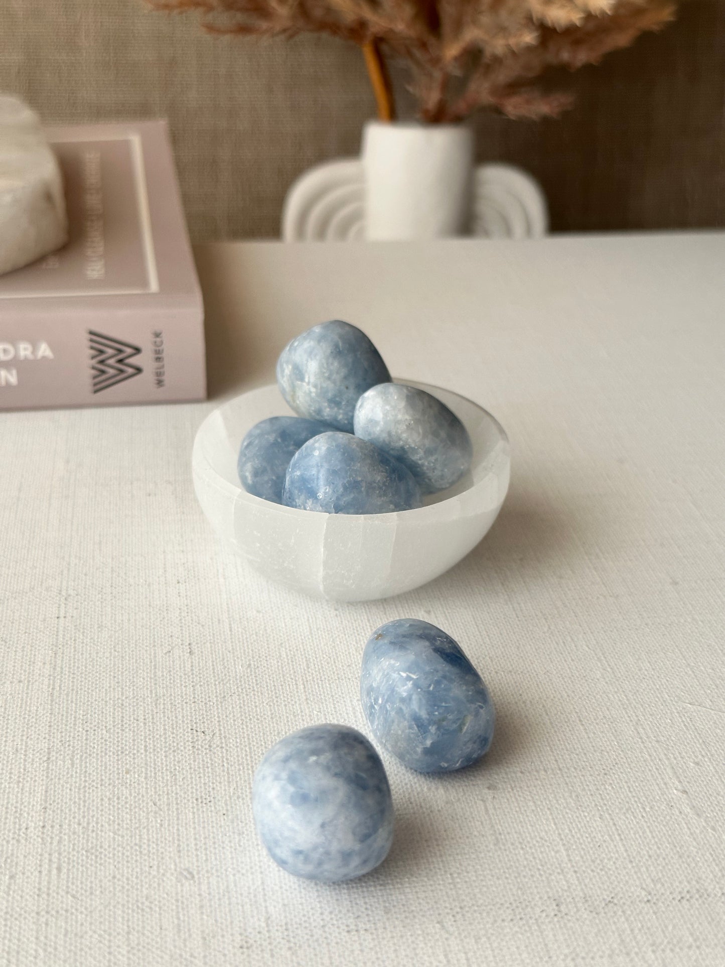 Blue Calcite Tumbles || Soothing