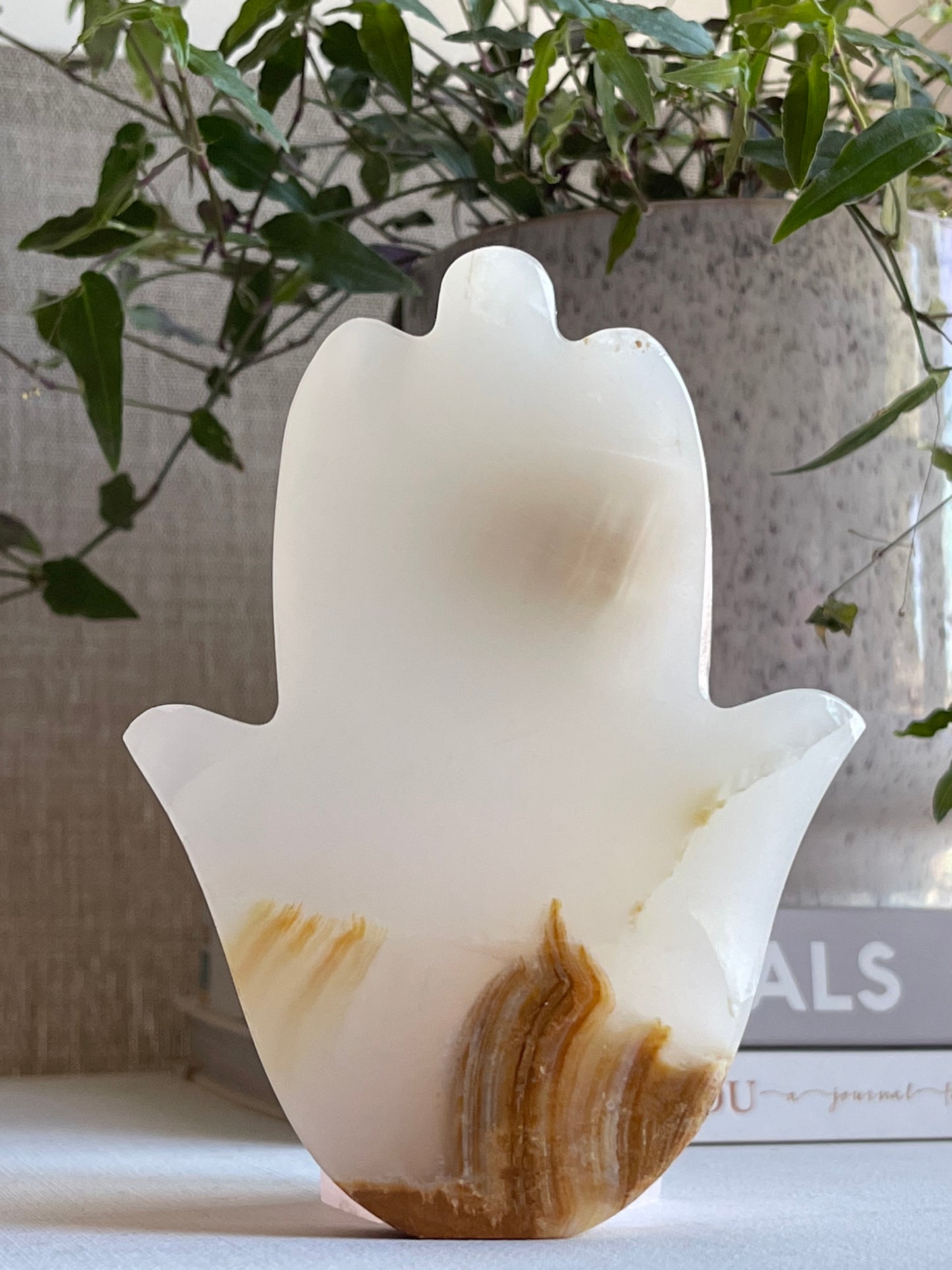 White Onyx Hamsa Hand || Protection