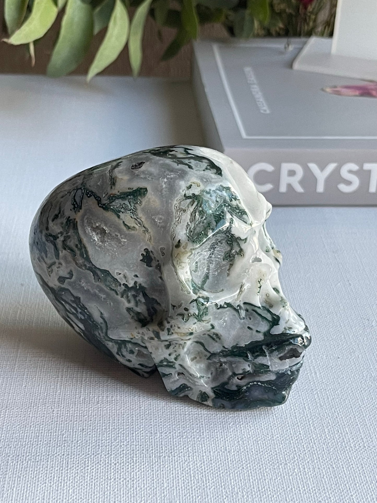 Moss Agate Skull (0.443g || New Beginnings