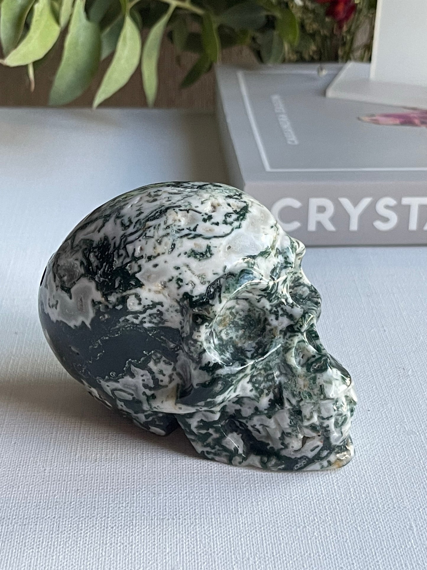 Moss Agate Skull (0.432g || New Beginnings