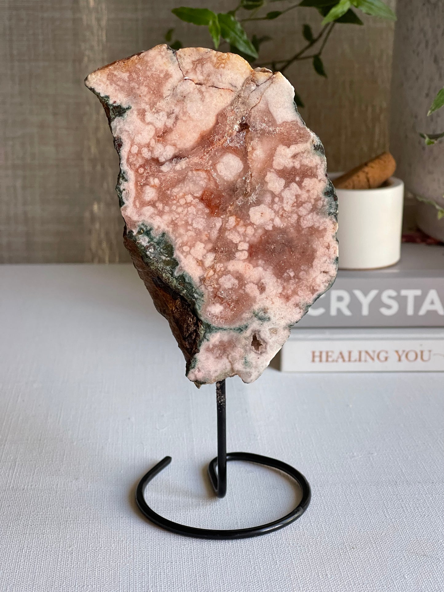 Pink Amethyst on Black Metal Stand (0.300g)  || Divine Love