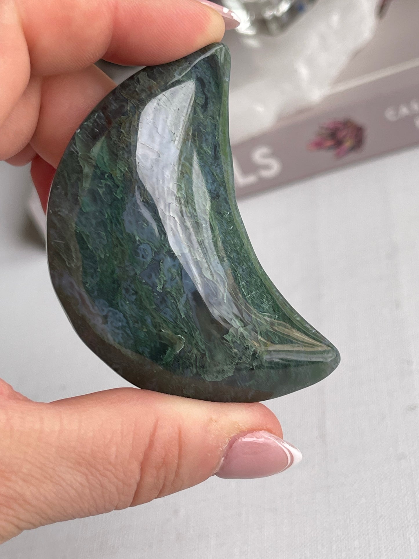 Moss Agate Half Moons || New Beginnings