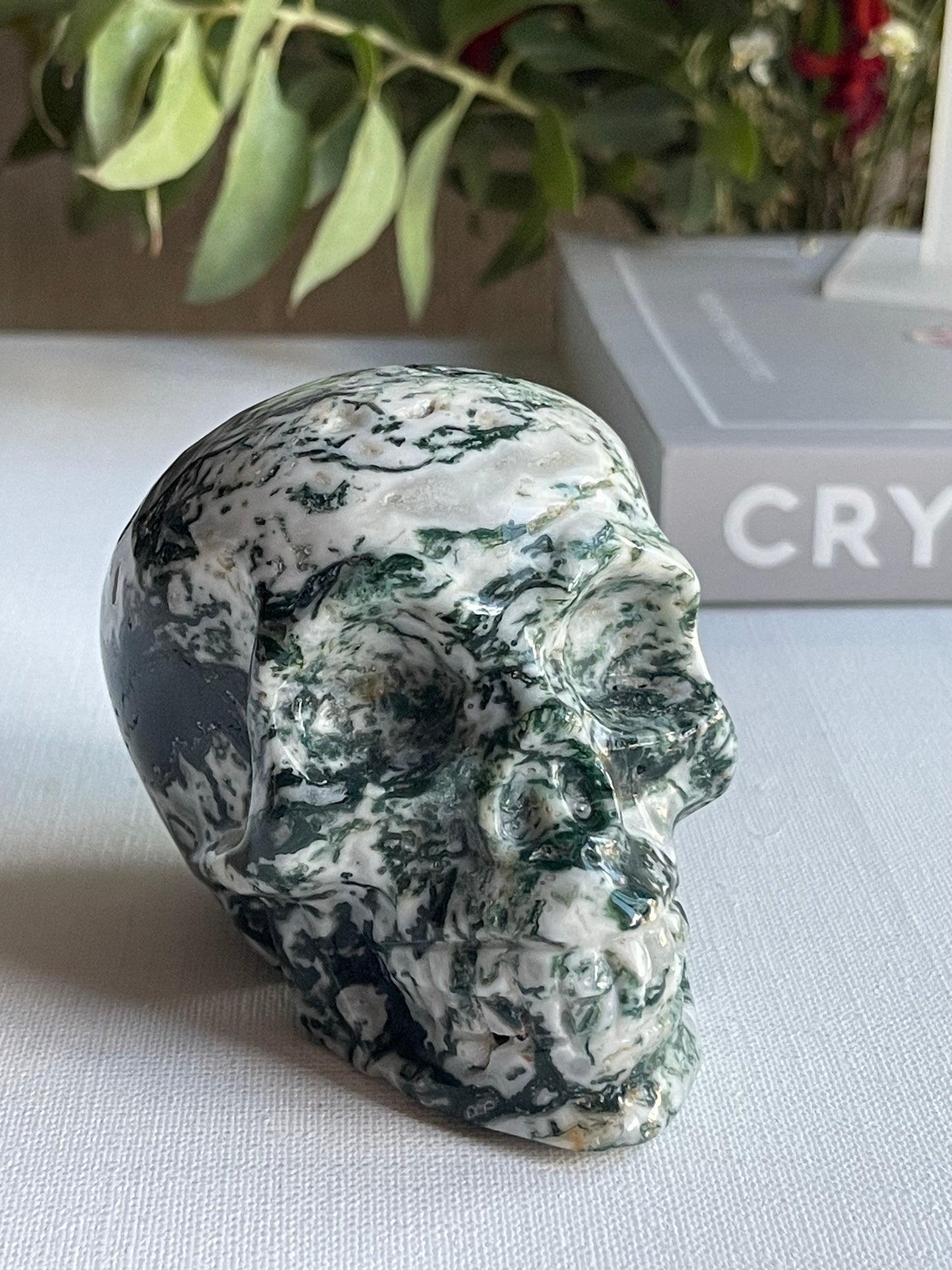 Moss Agate Skull (0.432g || New Beginnings