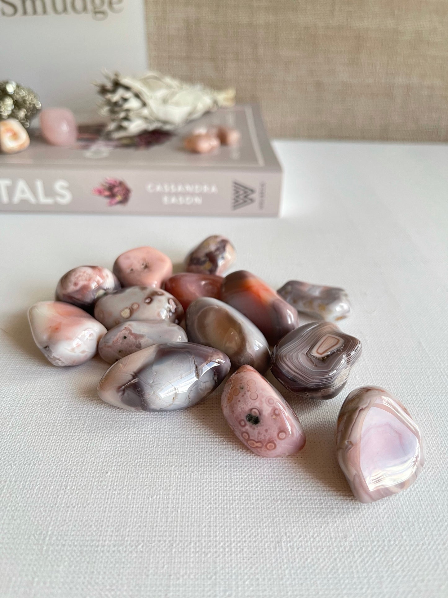 Pink Botswana Agate Tumbles || Protective