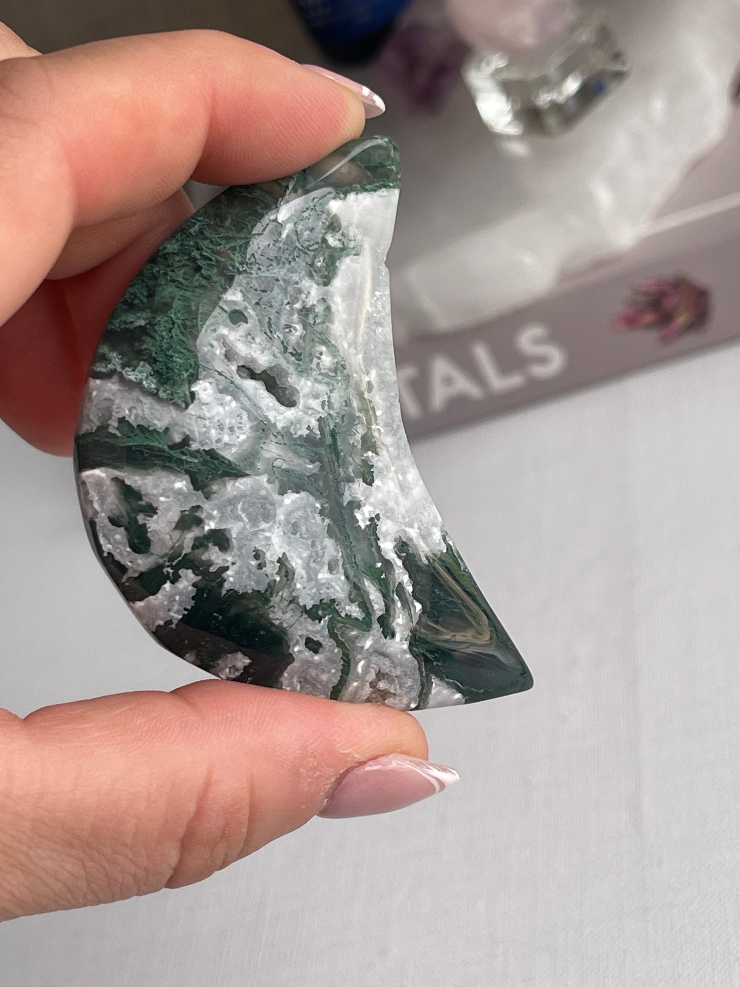 Moss Agate Half Moons || New Beginnings