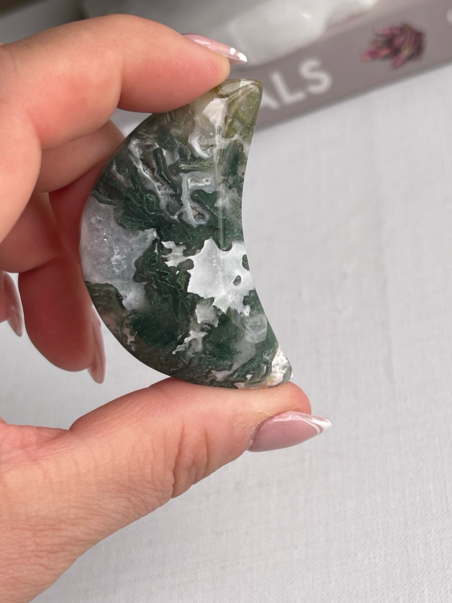 Moss Agate Half Moons || New Beginnings