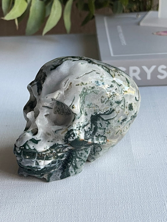 Moss Agate Skull (0.443g || New Beginnings