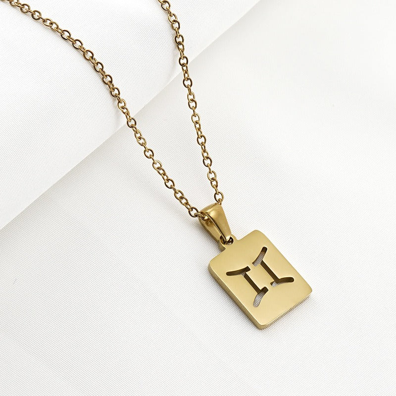 Gemini Zodiac Necklace || 18k Gold Plated