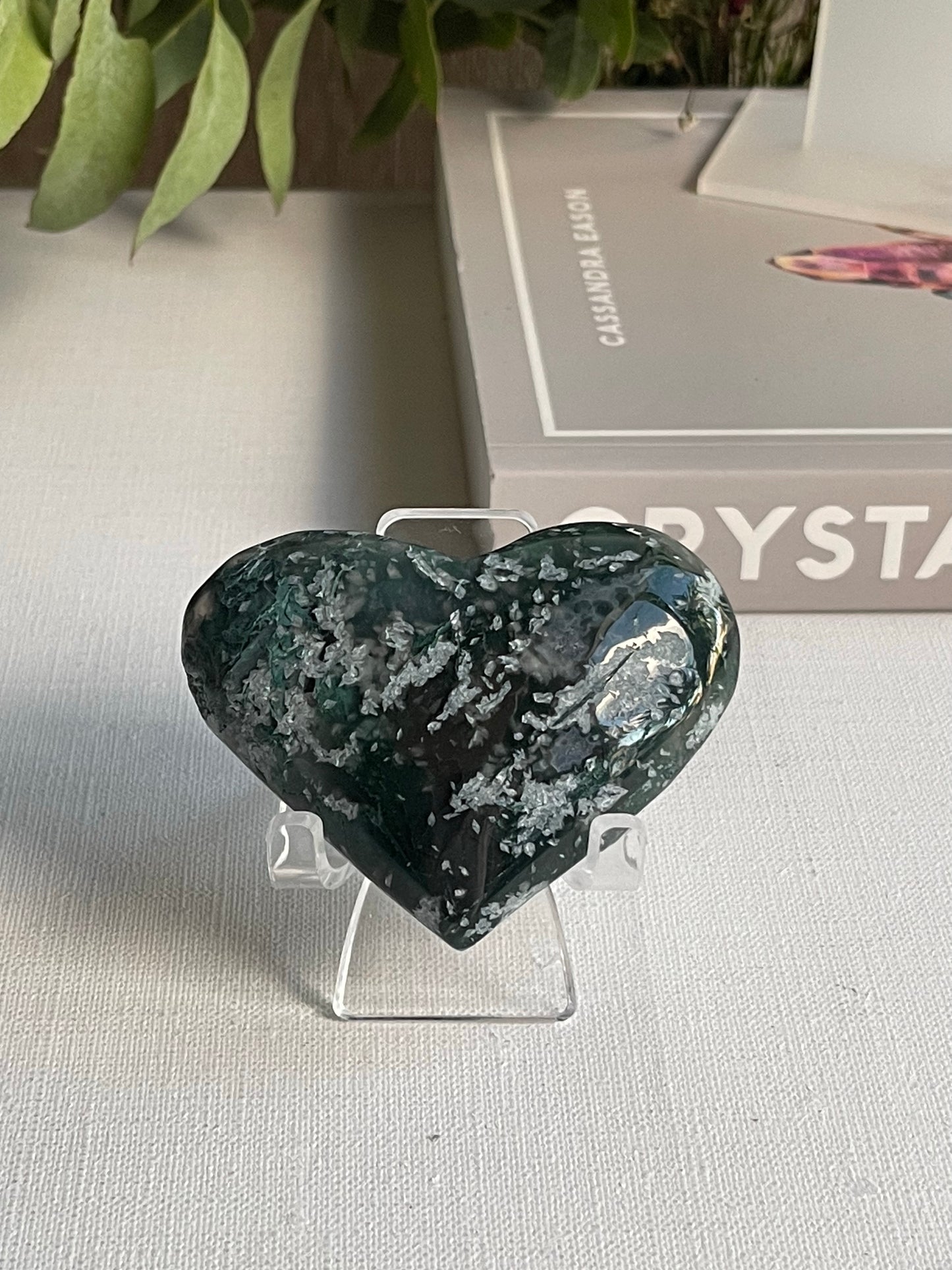 Moss Agate Heart (Large) || New Beginnings