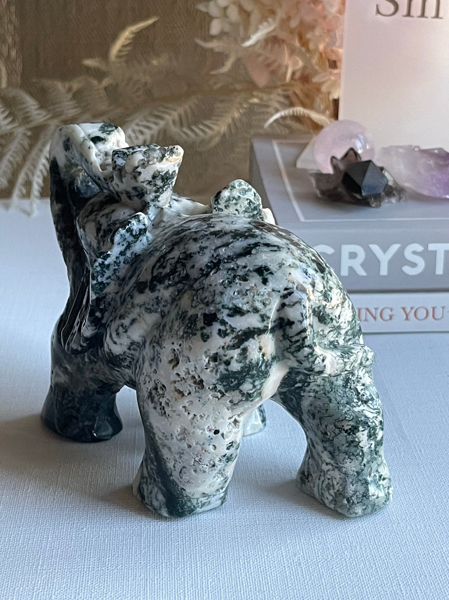 Moss Agate Elephant (0.816g) || New Beginnings