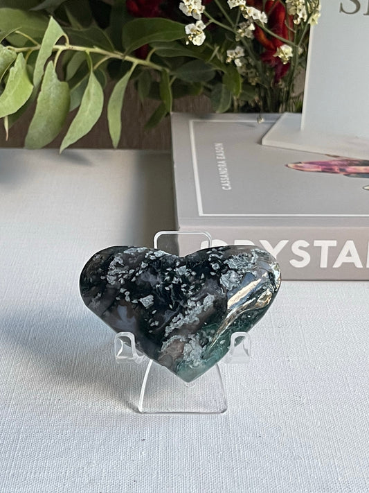 Moss Agate Heart (Large) || New Beginnings