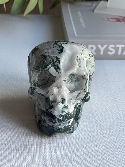 Moss Agate Skull (0.443g || New Beginnings