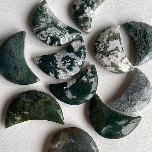 Moss Agate Half Moons || New Beginnings