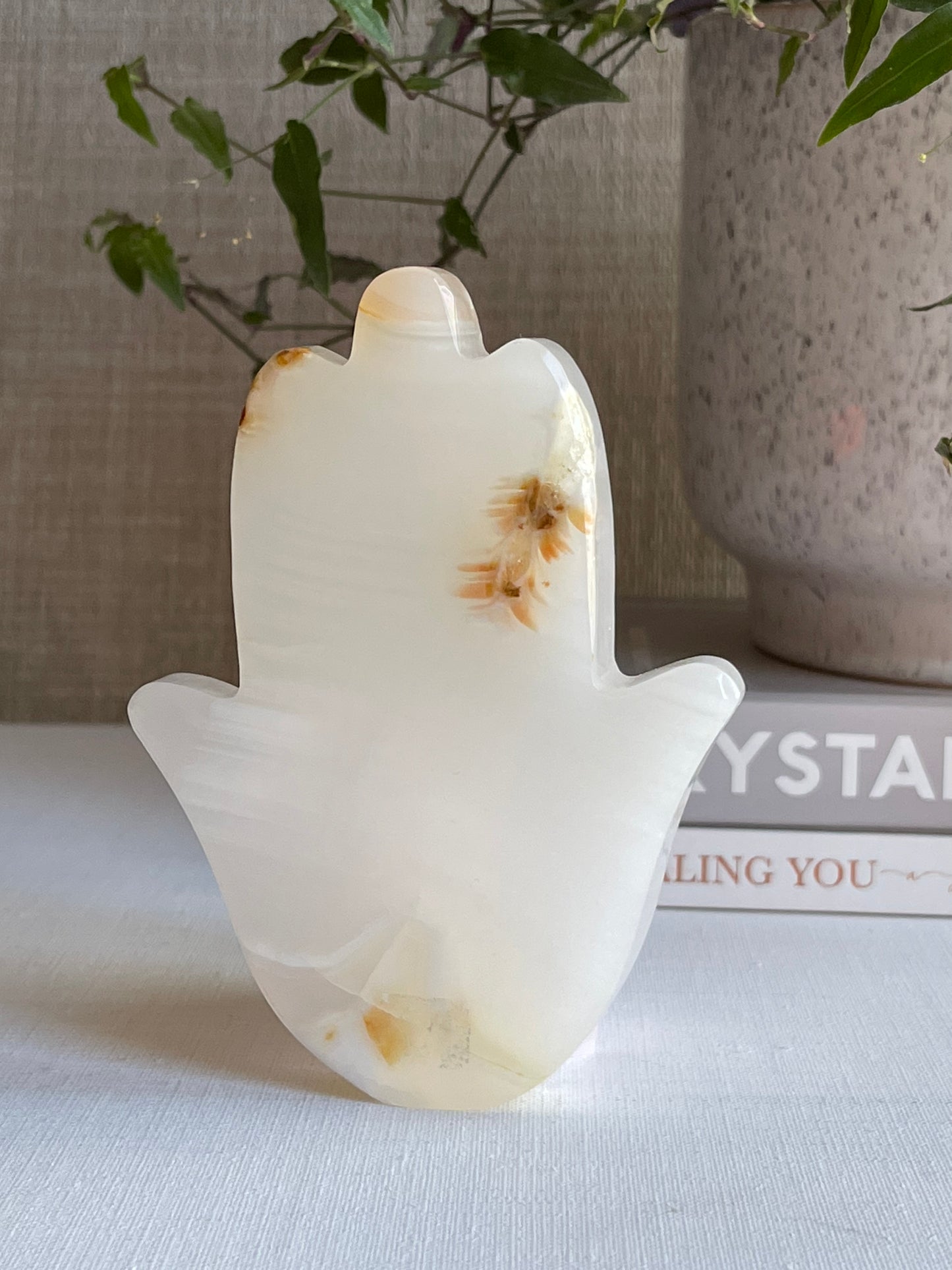 White Onyx Hamsa Hand || Protection